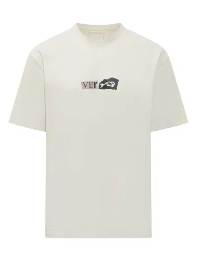 Y-3 Short Sleeve Graphic T-shirt For Men In Cwhite