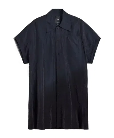 Y-3 Short-sleeve Dip-dye Utility Overshirt In Blue