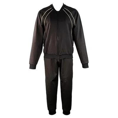 Pre-owned Y-3 Size M Black White Polyamide Blend Zip Up Drawstring Tracksuit