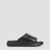 Y-3 Plain Leather Slides In Black