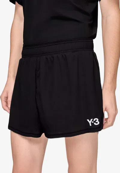 Y-3 Slim-fit Logo Running Shorts In Black