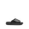 Y-3 Plain Leather Slides In Black
