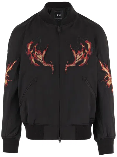 Y-3 Stretch Nylon Jacket With Ribbed Detailing And Embroidery In Black