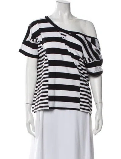 Pre-owned Y-3 Striped Asymmetrical Top In Black/brown