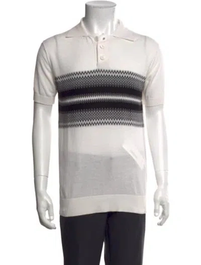 Pre-owned Y-3 Striped Collar Polo Shirt In Black/white