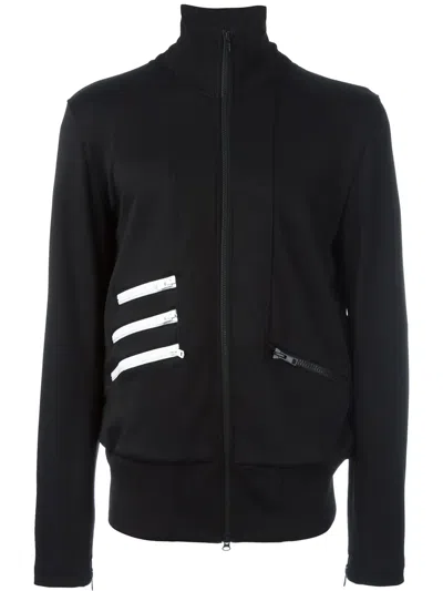 Y-3 Striped Detail Zipped Sweatshirt In Black