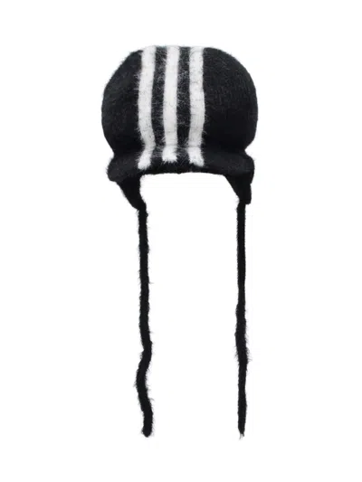 Y-3 Striped Ear Flap Hat In Black