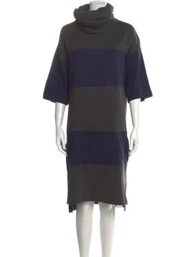 Pre-owned Y-3 Striped Midi Length Dress In Blue