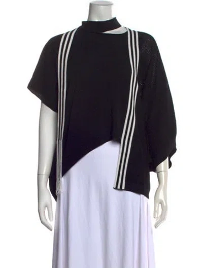 Pre-owned Y-3 Striped Mock Neck Sweater In Black