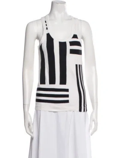 Pre-owned Y-3 Striped Scoop Neck Top In Black/neutrals