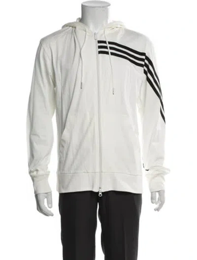 Pre-owned Y-3 Striped Windbreaker In White