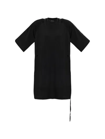 Y-3 Stripe-detail Drawstring-fastening Midi Dress In Black