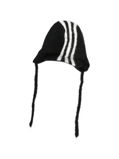 Y-3 Stripe-detail Trapper Hat In Black
