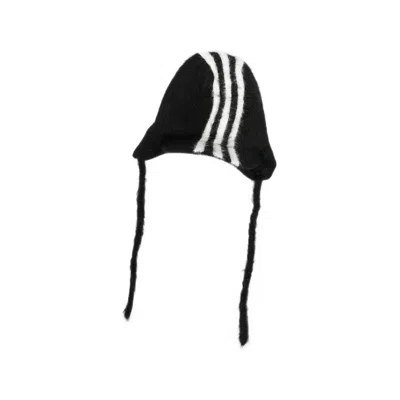 Y-3 Stripe-detail Trapper Hat In Black