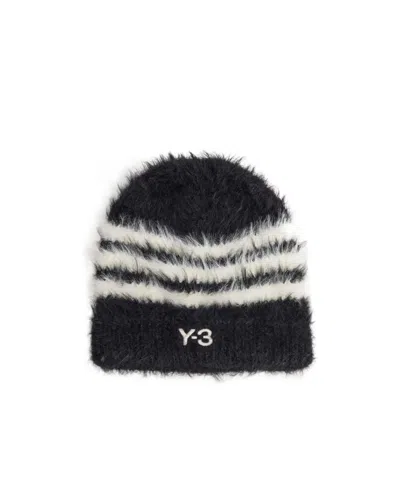 Y-3 Stripe-detail Logo-embroidered Beanie Hat In Multi