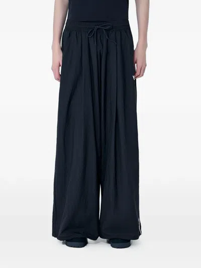 Y-3 Three-stripe Wide-leg Trousers In Black