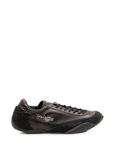 Y-3 Lace Up Low Profile Suede Leather Sneakers In Black