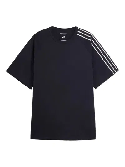 Y-3 T-shirt 3 Stripes With Raw Edges In Black
