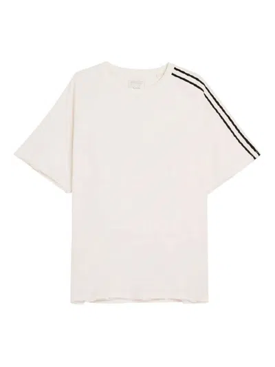 Y-3 T-shirt With Raw Edges And 3 Stripes In White