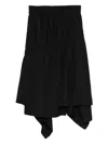 Y-3 Asymmetrical Black Midi Skirt With Layered Panels And Gathered Waist In Black