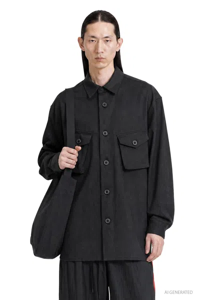 Y-3 Twill Utility Overshirt In Black