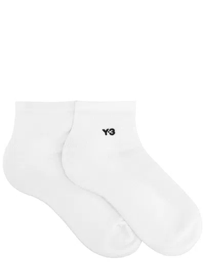 Y-3 Unisex Premium Cotton Blend Socks In White