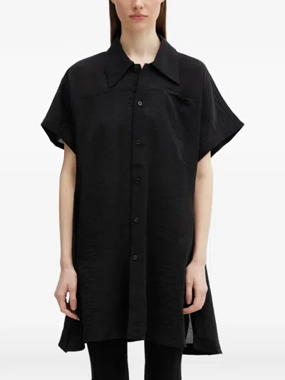 Y-3 Utility Logo-print Crinkled Short-sleeved Shirt In Black
