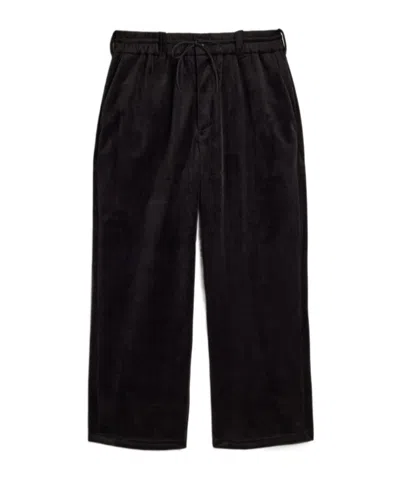 Y-3 Logo-embroidered Velvet Track Pants In Black