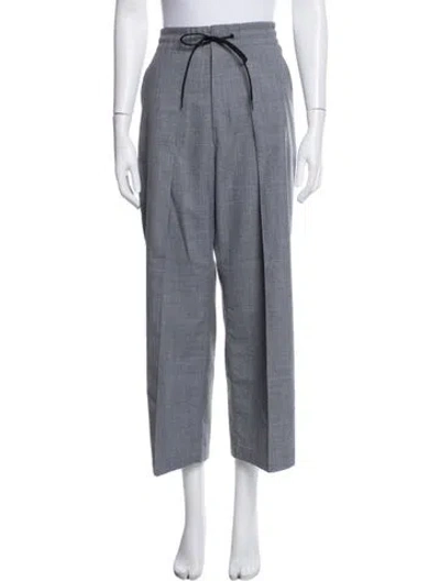 Pre-owned Y-3 Virgin Wool Wide Leg Pants In Blue