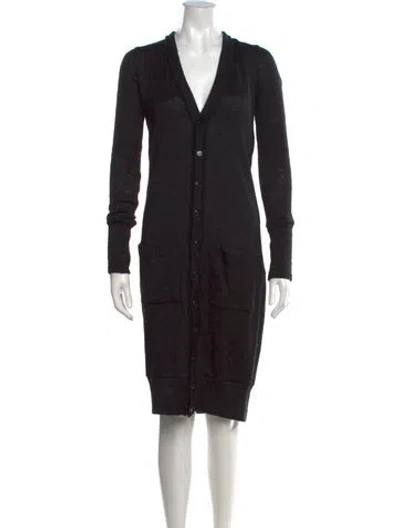Pre-owned Y-3 V-neck Knee-length Dress In Black
