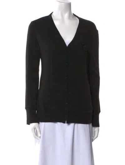 Pre-owned Y-3 V-neck Long Sleeve Top In Black