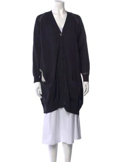 Pre-owned Y-3 V-neck Sweater In Black
