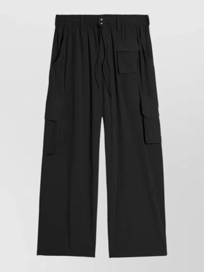 Y-3 Wide Leg Cargo Trousers Elastic Waistband In Black