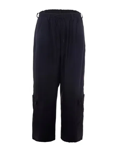 Y-3 Wide-leg Pants With Adjustable Length And Customizable Waistband In Black
