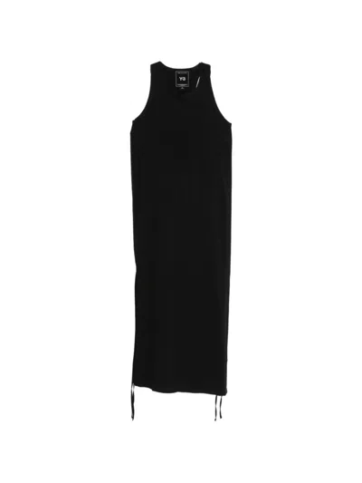 Y-3 Women Black Solid Round Neck Maxi Dress