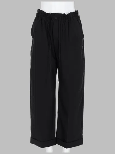 Y-3 Button Detail Cropped Loungewear Loose Fit Pants In Black