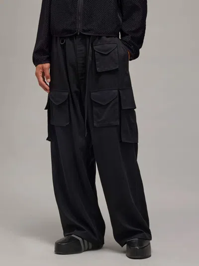 Y-3 Wool Blend Cargo Pants In Black