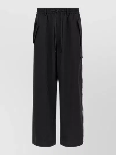 Y-3 Black Str Integrated-pockets Adjustable-waistband Cotton Pants
