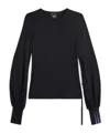 Y-3 Wool Cinched Drape Long Sleeve Long-sleeve Top In Black