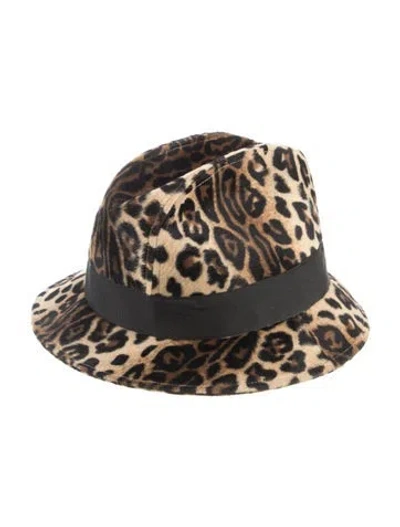 Pre-owned Y-3 X Adidas Animal Print Fedora Hat