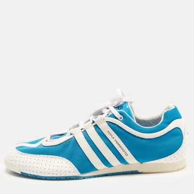 Pre-owned Y-3 X Adidas Boxing Size 43 1/3 Blue/white Mesh And Leather Low Top Sneakers