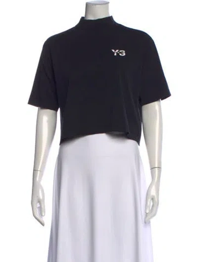 Pre-owned Y-3 X Adidas Graphic Print Mock Neck Crop Top In Black
