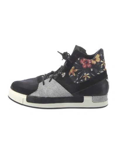 Pre-owned Y-3 X Adidas Leather Floral Print Sneakers In Blue