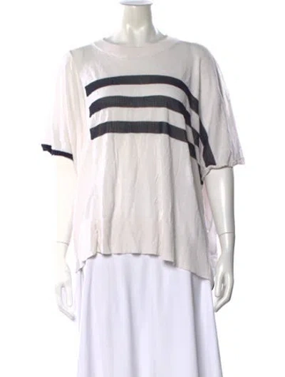 Pre-owned Y-3 X Adidas Striped Crew Neck Top In White