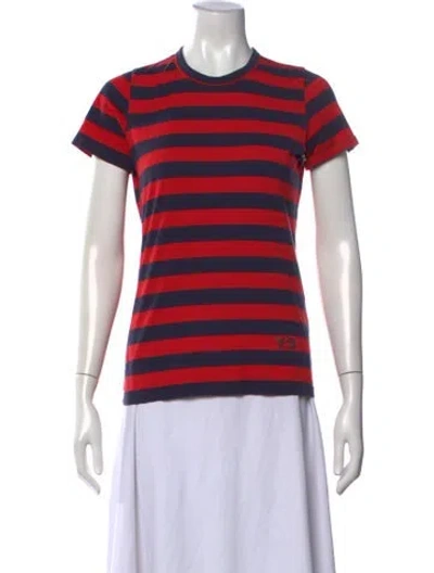 Pre-owned Y-3 X Adidas Striped Crew Neck T-shirt In Red