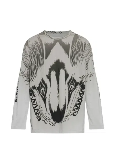 Y-3 Mercedes-amg Wolf Graphic Long Sleeve T-shirt In Gray