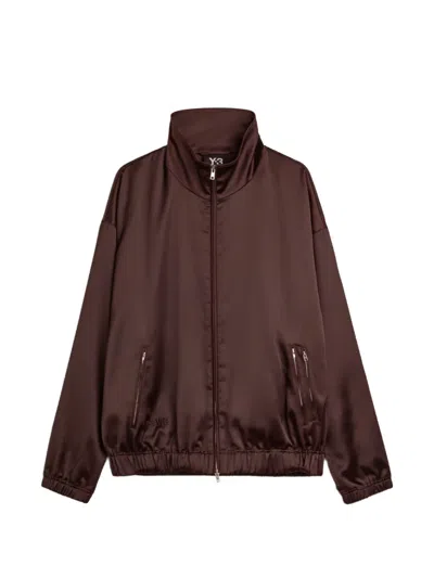 Y-3 X Wales Bonner Embroidered Satin-finish Jacket In Brown
