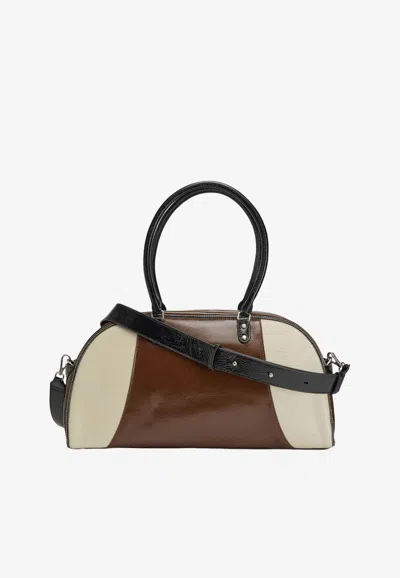 Y-3 X Wales Bonner Leather Bowling Bag In Brown