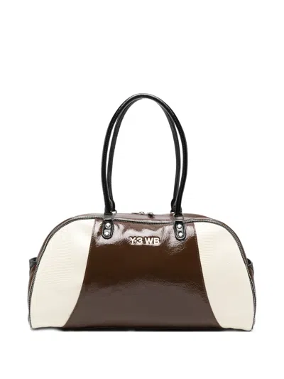 Y-3 X Wales Bonner Patent-finish Shoulder Bag In Brown