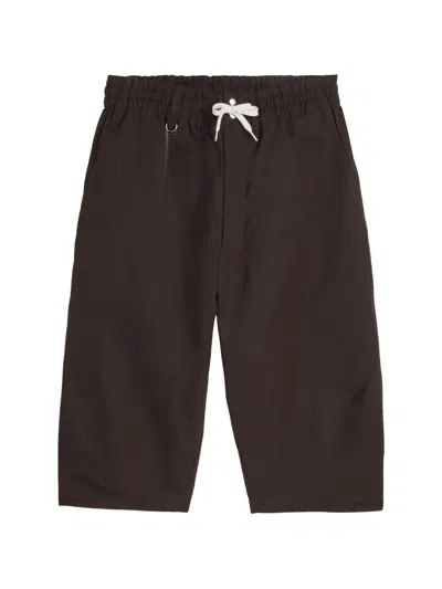 Y-3 X Wales Bonner Y3 Logo-print Drawstring Shorts In Brown